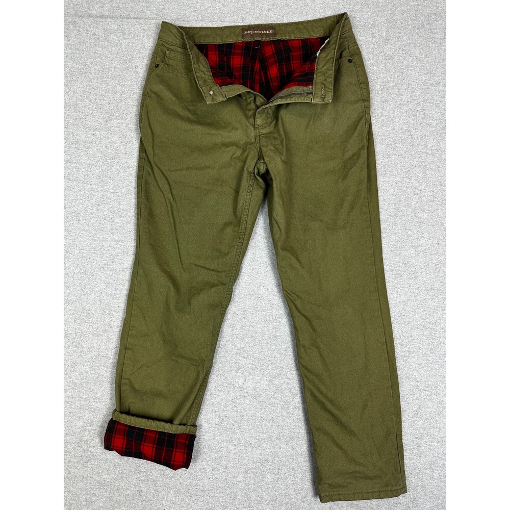 Bit Bridle Flannel Lined Riding Pants Womens 14‎ Green Plaid Canvas Workwear
